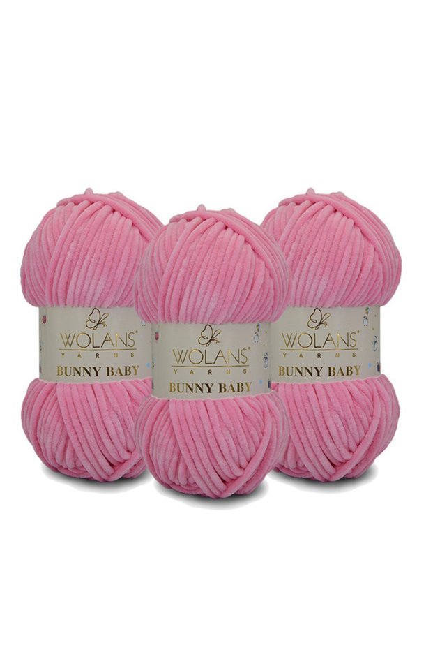 Bunny Baby Velvet Knitting Yarn 406 Dark Pink - Pack of 3