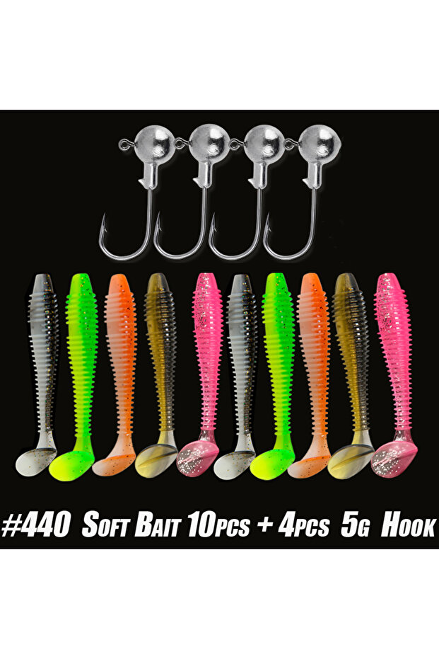 440-10 lure 4 hook 10pcs/30pcs Soft Fishing Lures Kit Silicone Lure Set Artificial Bait Worm with Cr