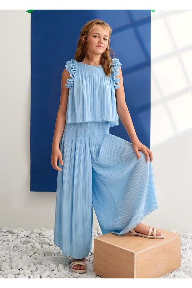 Girl's Top and Bottom Pants Set Blue