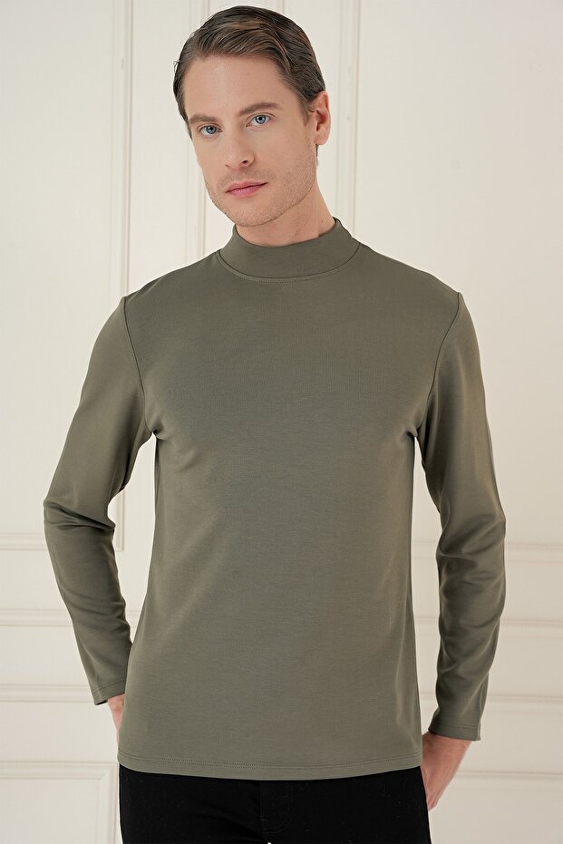 Ts 894 Slim Fit Khaki Sports T-Shirt