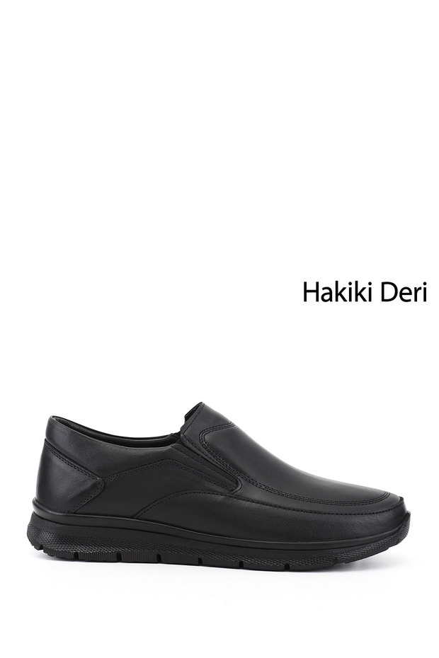 Black Genuine Leather Round Toe Casual Men's Shoes 42132