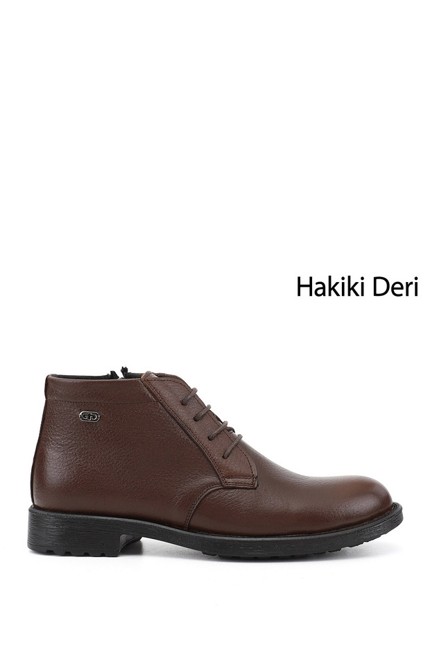 Men's Brown Float Zippered Genuine Leather Classic Boots
