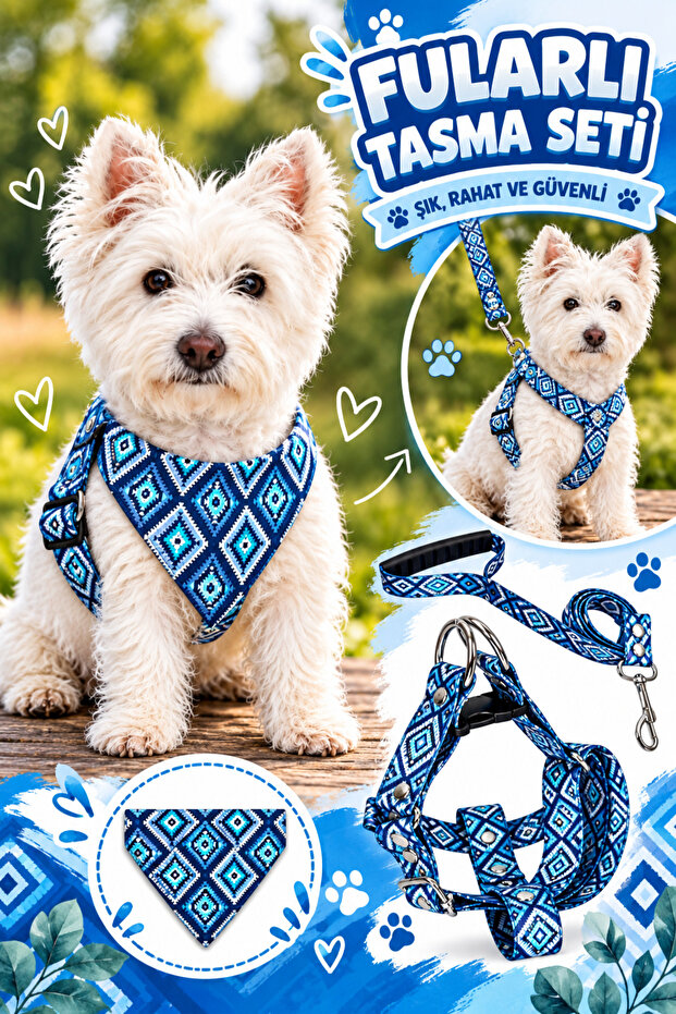 Adjustable Scarf, Chest Harness and Travel Strap Set of 3
