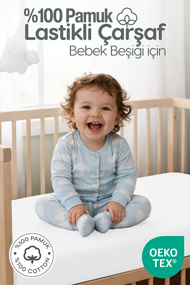 100% Cotton Combed Elastic Baby Sheet | Breathable Structure, Compatible with Park Beds and Cribs of All Sizes