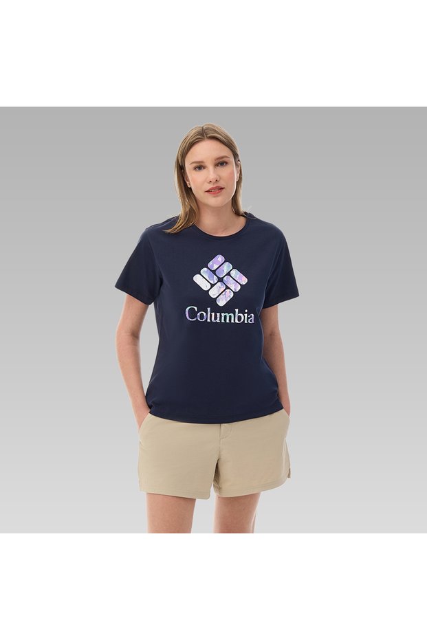 Dark Navy Women's O Neck Regular Fit Printed T-Shirt 9220311466_Cs0367 Csc Gem Wisterian