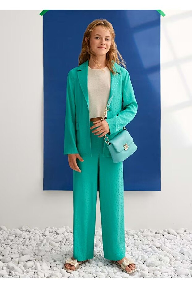 Girl's Top and Pants Jacket Set Green