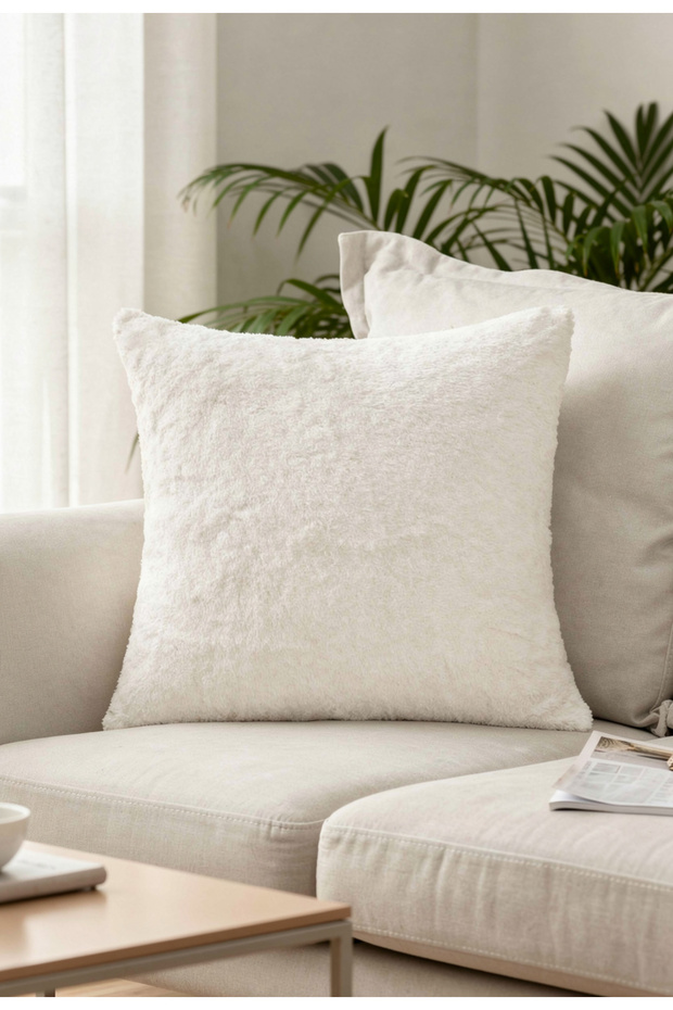 Plush (RABBIT) Rabbit Cushion Cover Ecru