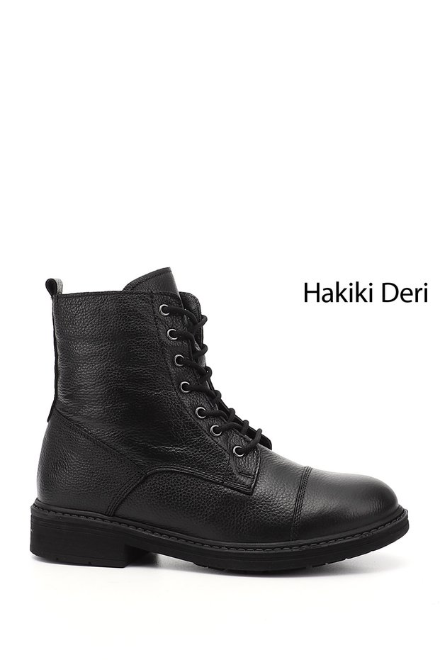 Women's Black Floater Zippered Genuine Leather Boots