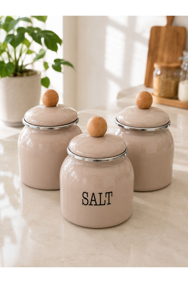Mood Series Enamel 3-Piece Jar Small Size Soil Color