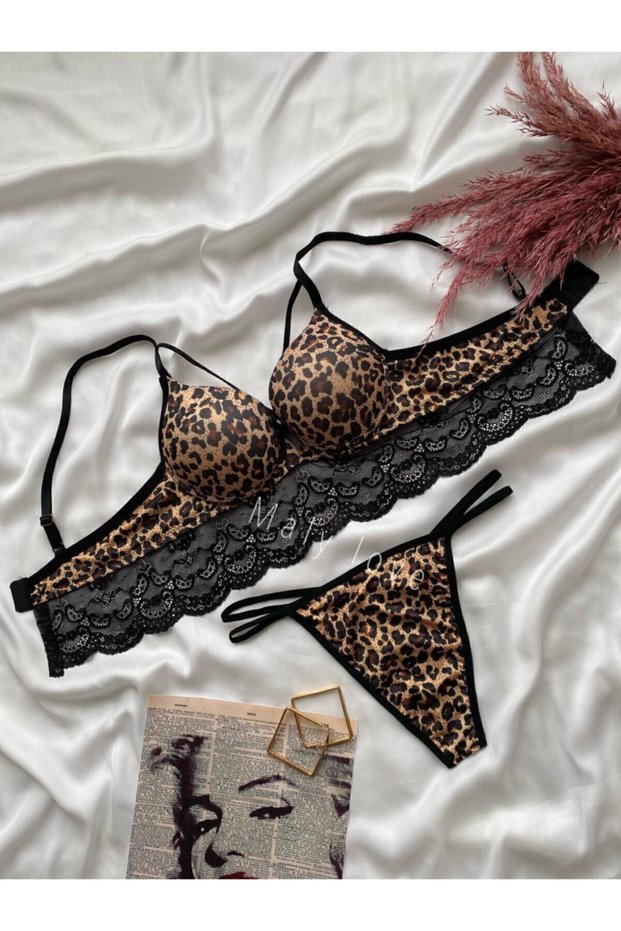 Set de brațe căptușite cu model leopard de damă