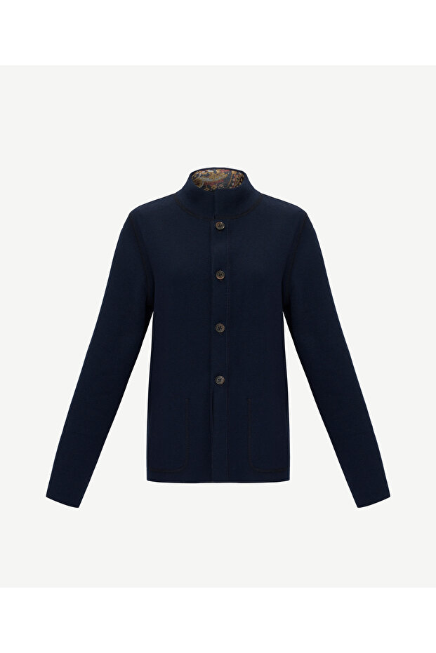 Regular Stand Collar Long Sleeve Cardigan