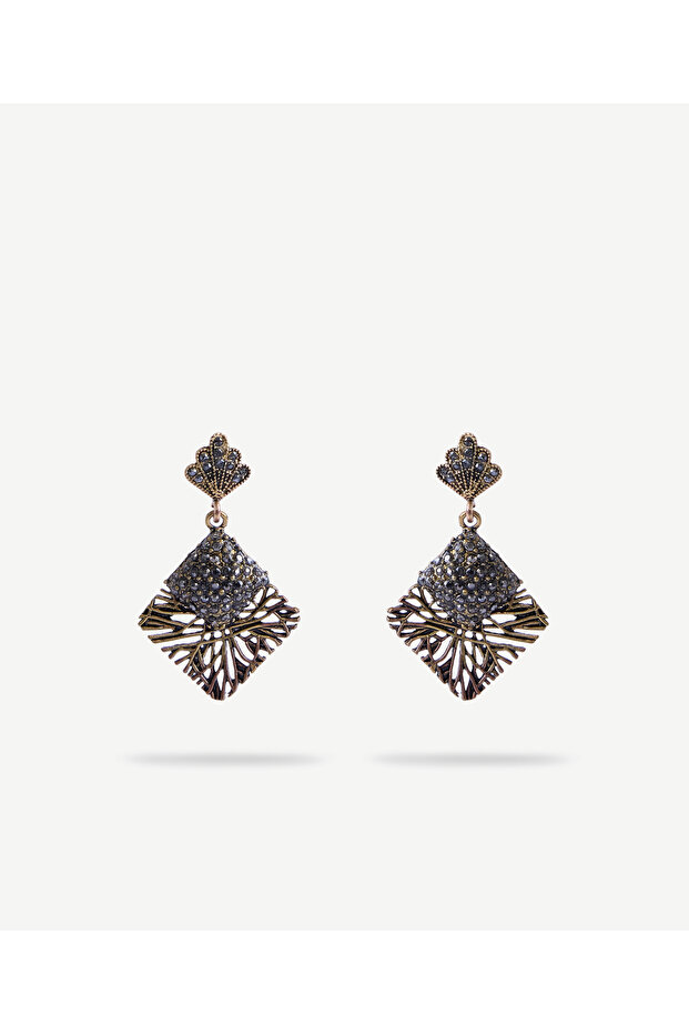 Stylish Earrings with Hematite and Crystal Stones