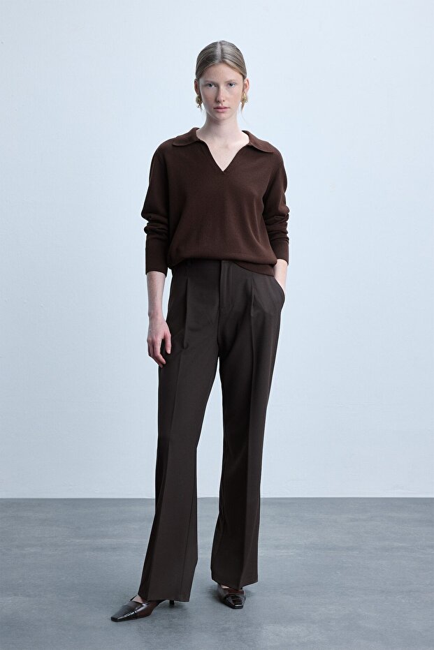 Straight Fit High Waist Pants E7238Ax26Au