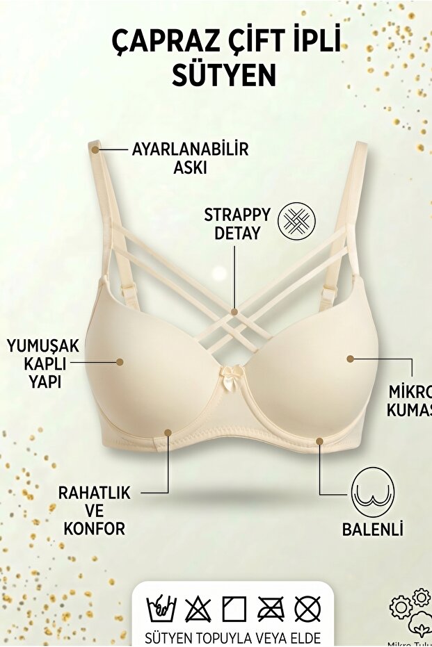 Silicone Unpadded Micro Cross Double String Bra