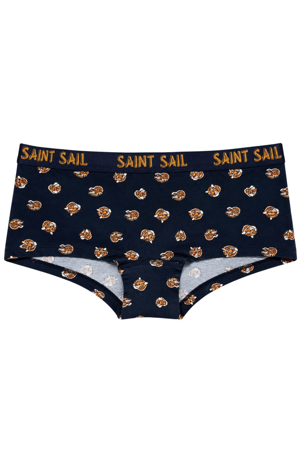 Women's Gold Detailed Tiger Patterned Comfortable Boyshorts