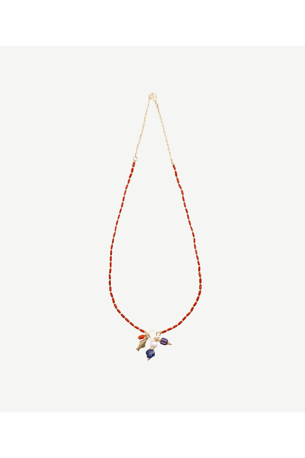 Charm Detailed Coral Necklace