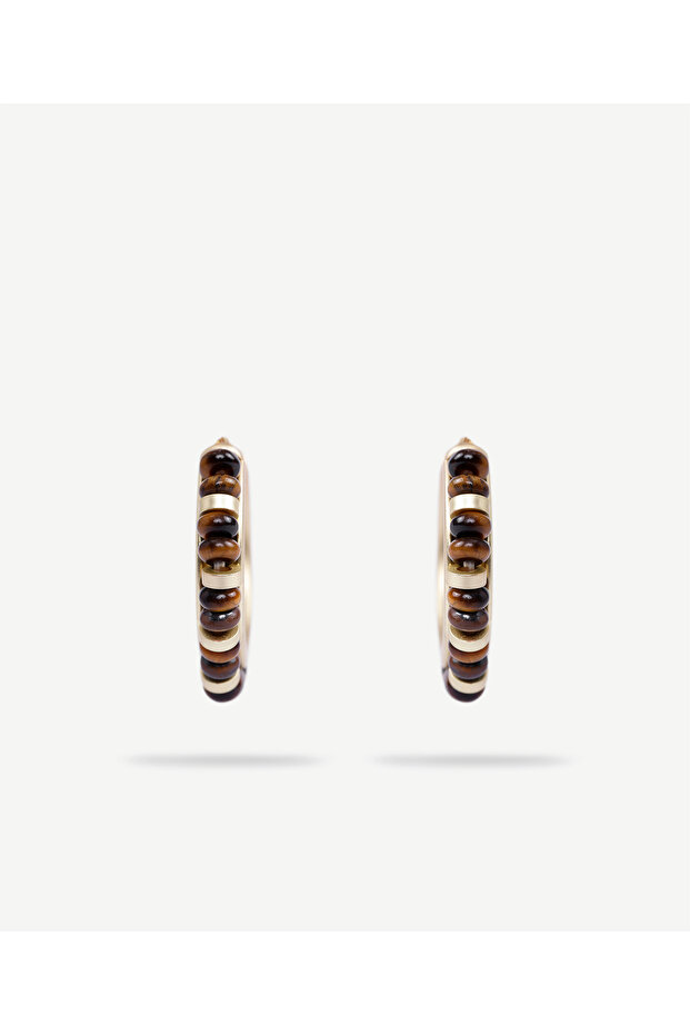 Natural Stone Detailed Hoop Earrings
