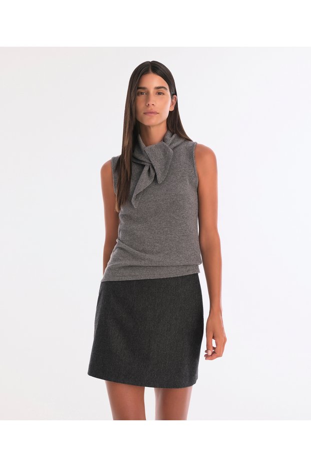 Wool Cashmere Regular Crew Neck Sleeveless Pullover