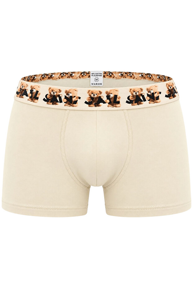 Cotton Lycra Flexible Fabric Printed Colorful Teddy Bear Patterned Men's Boxers