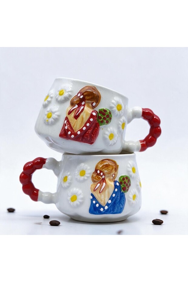 Relief Pattern 15 Different Models 2-Piece Mug, Hand-Crafted, 2D 360 Degree Patterned