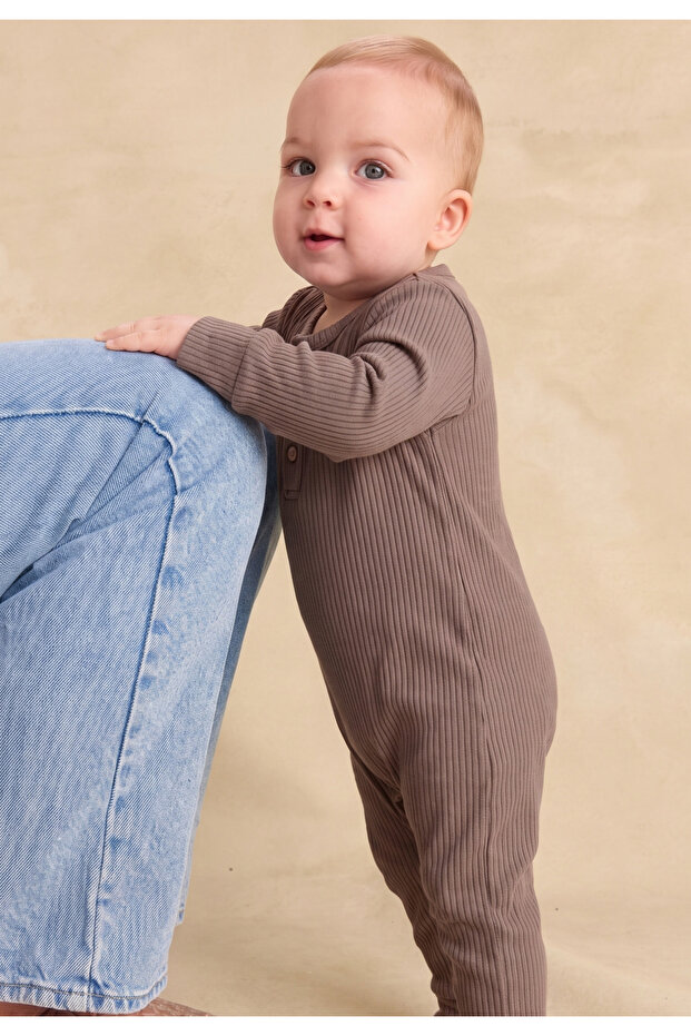 Cuffed Ribbed Jumpsuit 0-3 Years Mink