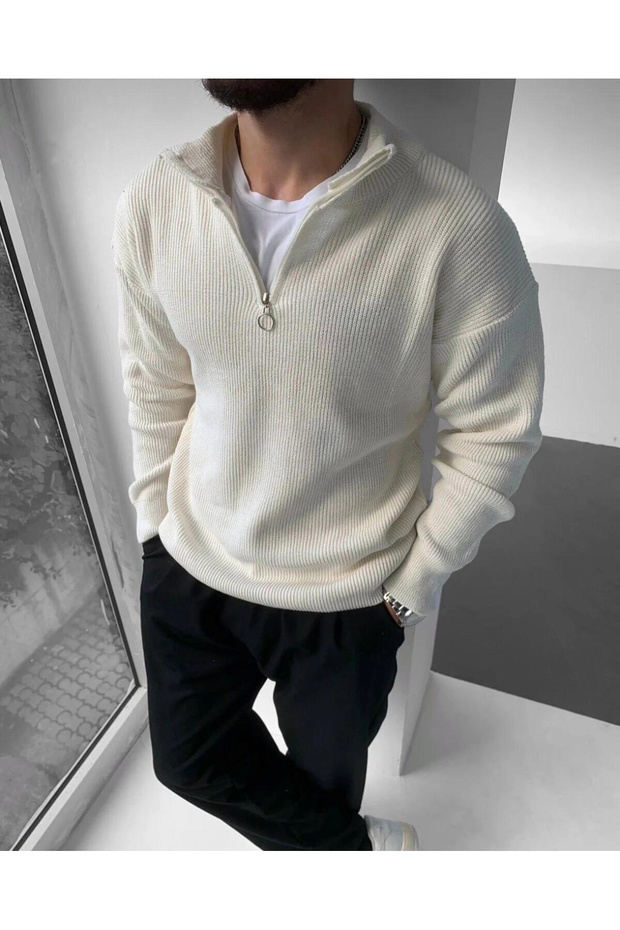 Men's Sweater Half Zipper Detailed Knitwear