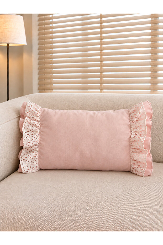 Lidya Lace Decorative Throw Pillow Cover Dusty Pink