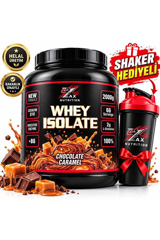 Whey Isolate Caramel 2000 Gr (B6) Supported + Mini Size Shaker as a Gift! ! !