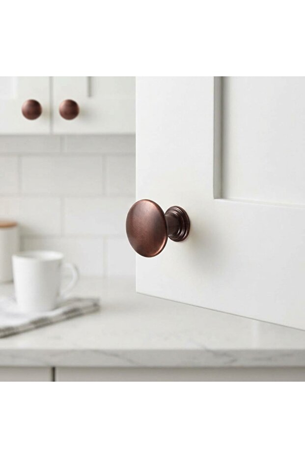 Mussel Antique Copper Button Handle Luxury Country Kitchen Furniture Cabinet Drawer Handle 35 mm Diameter