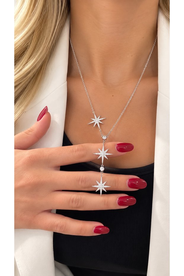 North Star Model Y Model Design Stainless Steel Necklace 40+5 cm