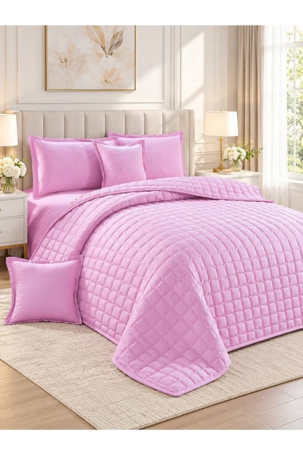 Compressed two-sided Comforter Set Duble Size Tow color, 6 Pieces, King Size