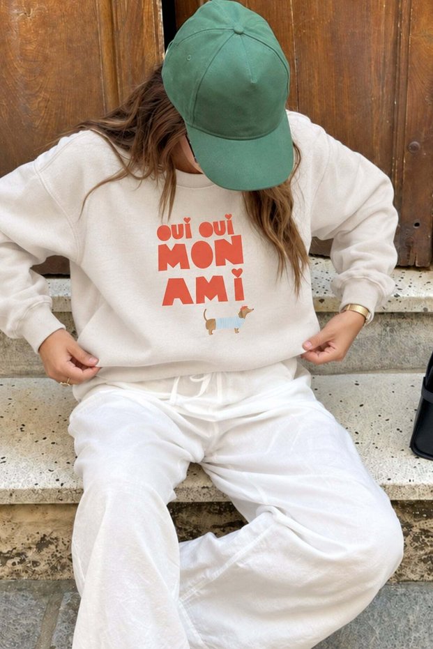 Women's Premium Fabric 3 Thread Raised Letter Printed Sweatshirt