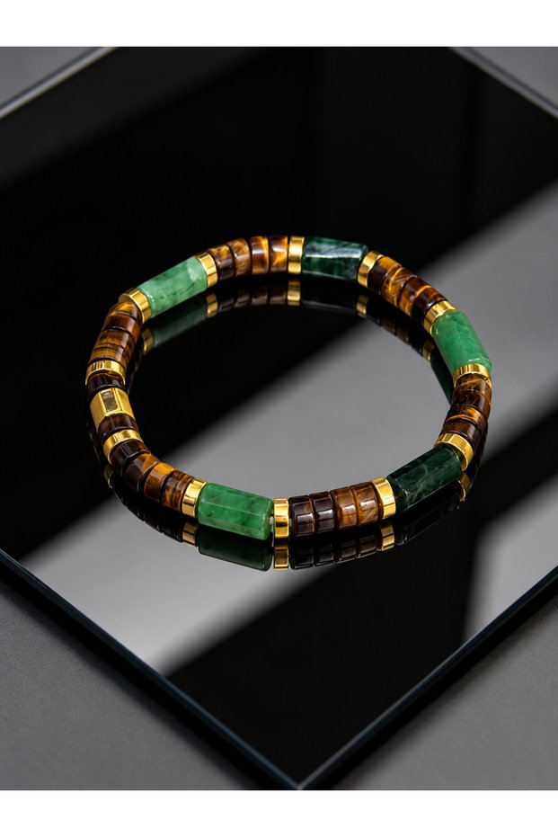Old Money Emerald & Tiger's Eye Men's Bracelet