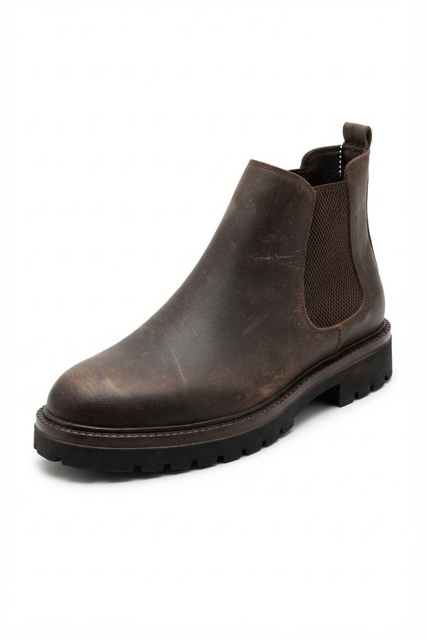 Men's Brown Nubuck Leather Chelsa Boots Thick Sole Casual Boots