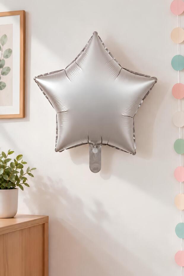 Matte Gray Star Foil Balloon 45 cm - Baby Kids Party Celebration