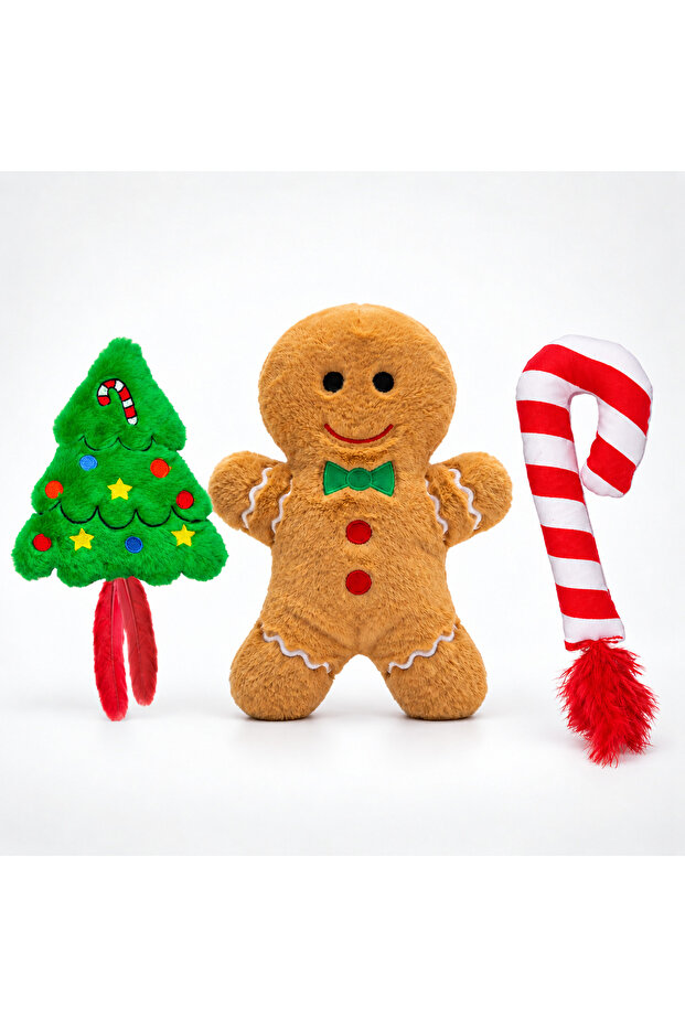 3-Piece Christmas Cat Toy Set – Rustle Cookies, Rattle Candy, and Furry Pine Tree Cat Toy
