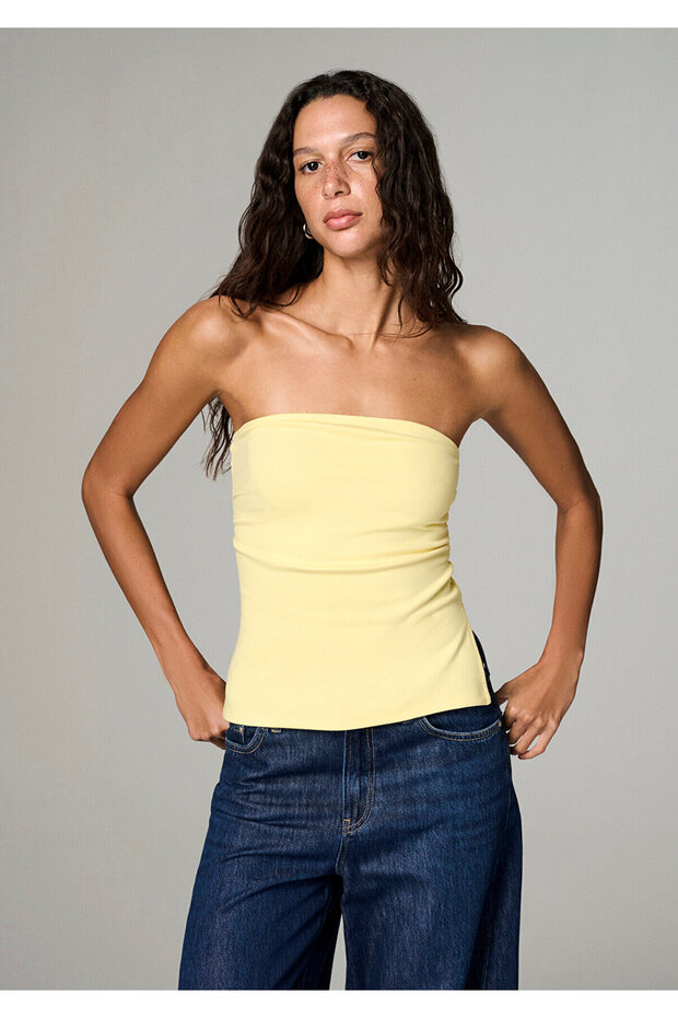 Yellow Strapless T-Shirt Fitted / Bodycon Cut 1614386-91390