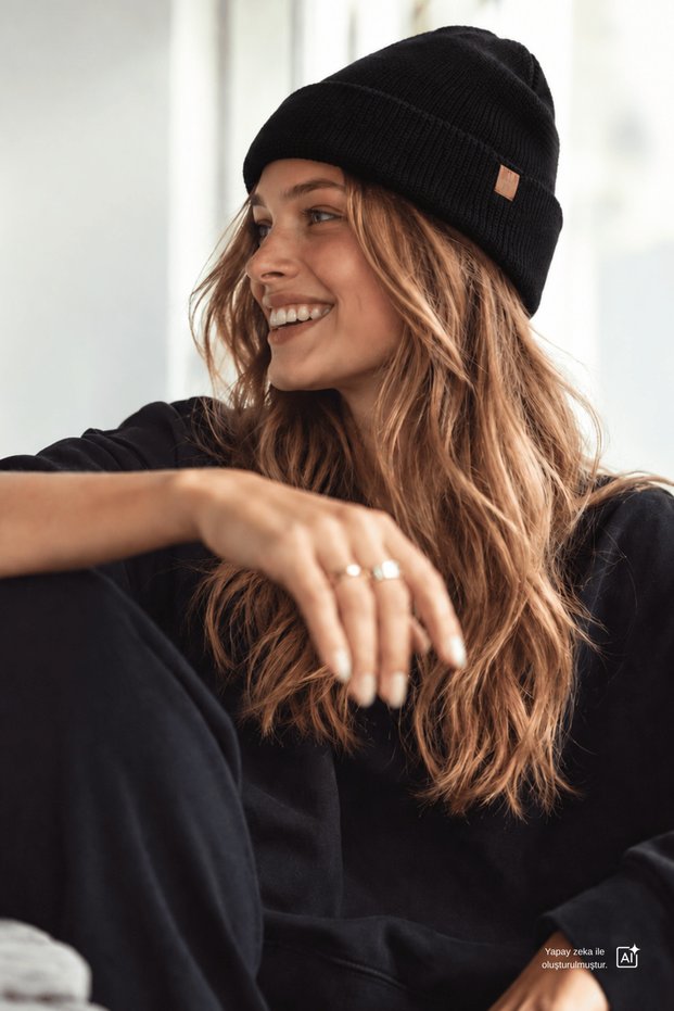 Pacific Black Embroidered - Unisex Beanie