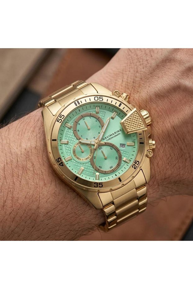 Gold Color Functions Active 2 Year Warranty Nm023-07 Men's Wristwatch