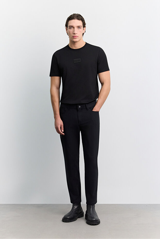 Men's Black 5-Pocket Technical Comfort Slim Fit Trousers A62Y3062