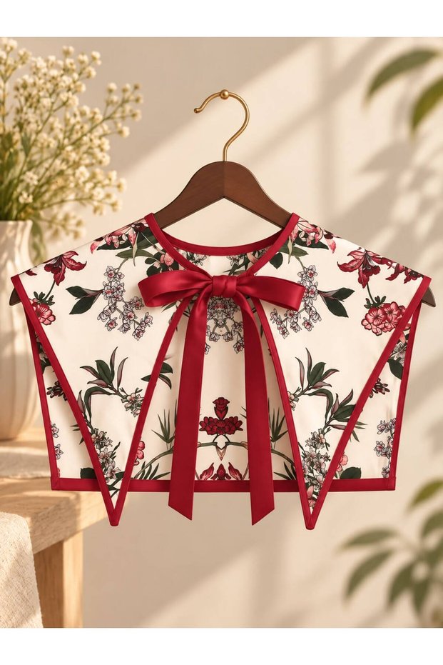 New Generation Shoulder Shawl with Flower Pattern, Collar