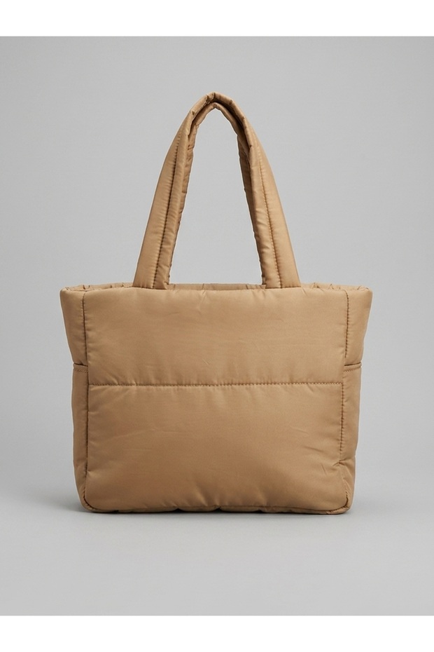 Women's Light Camel Puffer Lightweight Fabric Shoulder Bag