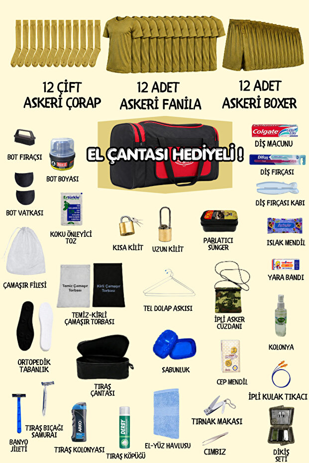 74 Piece Full-Set 12-Piece Military Set (with Carrying Bag as a Gift) - Beginner Soldier Package