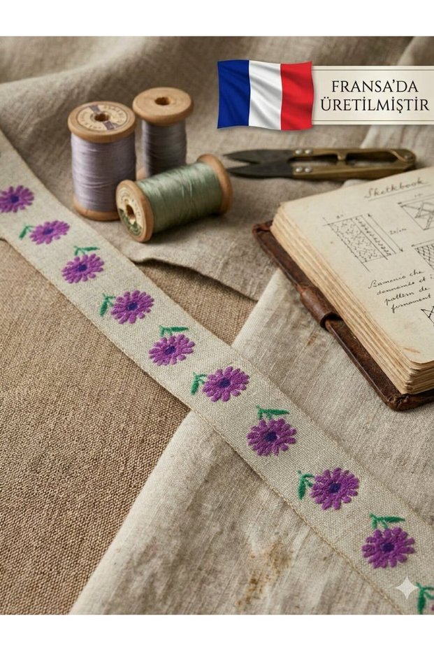 French Daisy 29mm Linen Ribbon 15 Meters