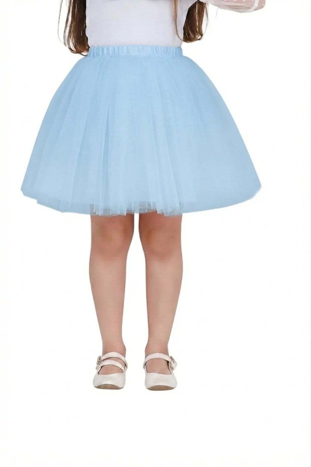 Girl's Festive April 23Rd Birthday Tulle Tutu Skirt — Baby Blue