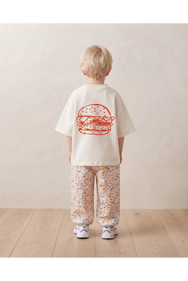 Hamburger Printed Children's Oversize T-Shirt Cotton Unisex