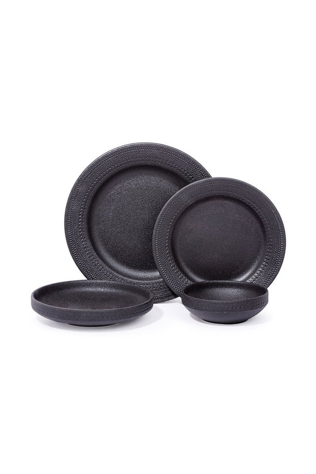 16 Piece Dining Set Black