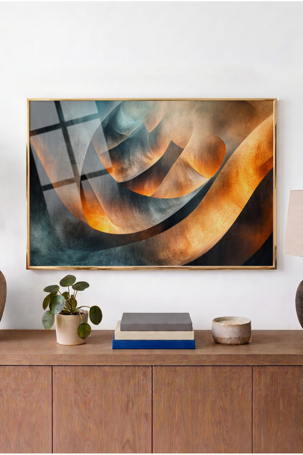 Majestic Black and Fire-Embellished Concept Horizontal Glass Table - Gold Metal Framed Home, Business, and School Table