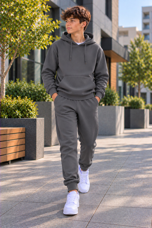 Men's Oversize Hooded Rubberized Leggings Track Suit