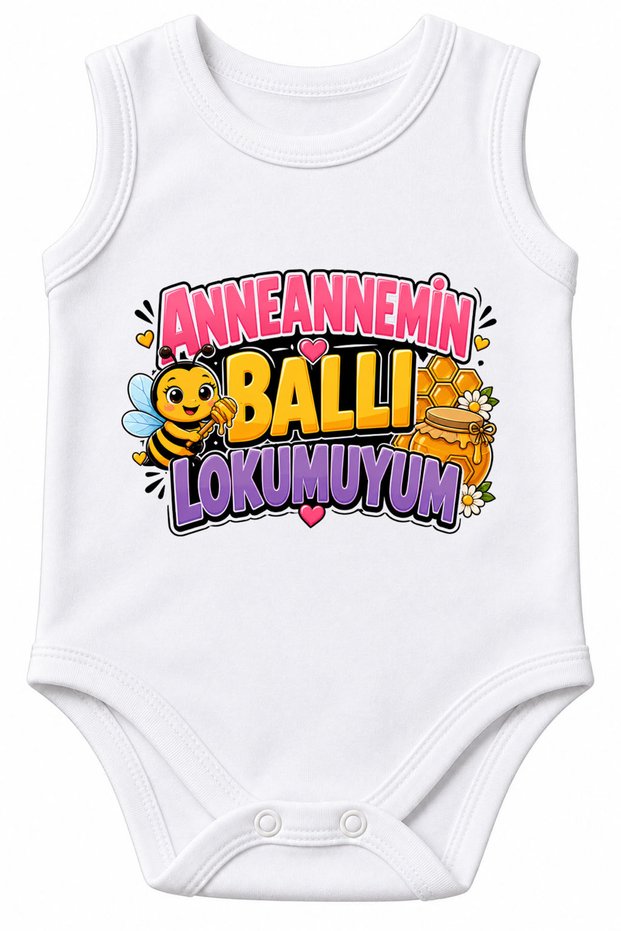 My Grandmother's Honey Delight Is Written on It, 100% Cotton Printed Baby Bodysuit with Short Sleeves.